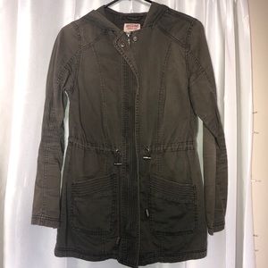 Army green jacket with hood